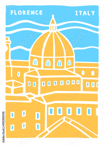 Florence - Italy - sticker design illustration