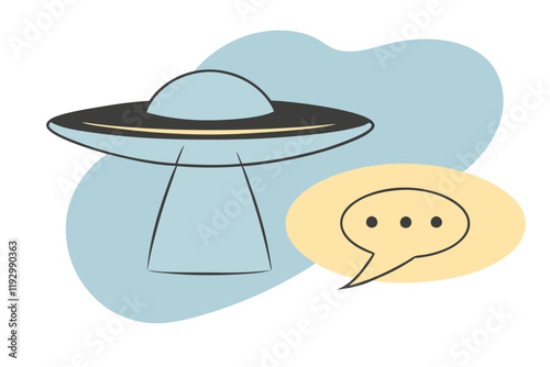 Communication UFO Alien Illustration - Sci-Fi and Space Design
