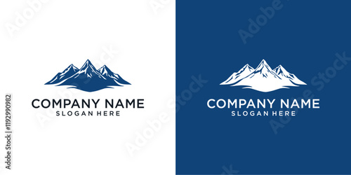 Mountain Logo, Mountain Range Emblem, Three Peaks Logo, Triple Peak Design, Nature Icon, Outdoor Symbol, Landscape Illustration, Adventure Logo, Travel Emblem, Hiking and Climbing Logo, Blue Mountain 