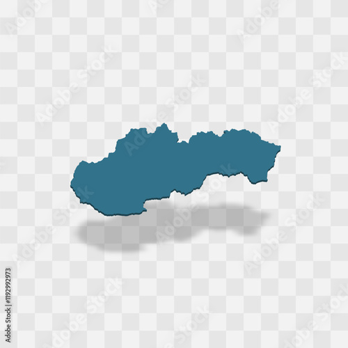 Slovakia high detailed vector representation of country silhouette. 3D map on transparent background with dropped shadow. For educational, decorative, or informational use.