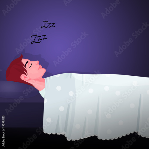 illustration of man snoring at night