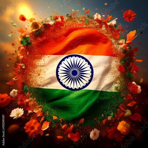 A vibrant depiction of India’s Republic Day celebration on 26th January, showcasing patriotic elements, cultural pride, and national unity.