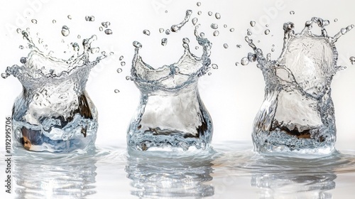 Crystal Water Splashes in Motion. Generative AI photo
