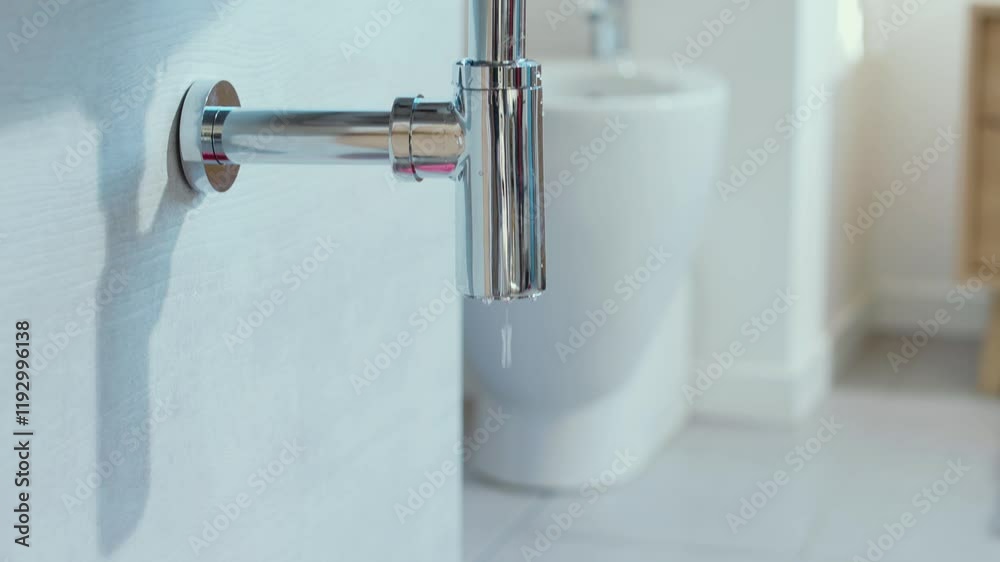 Broken bathroom sink leaking water
