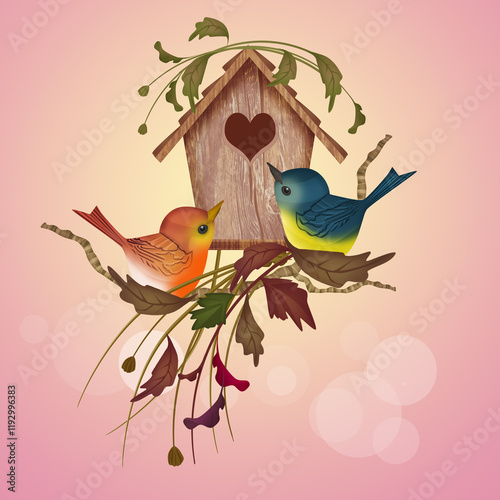 little bird house in autumn