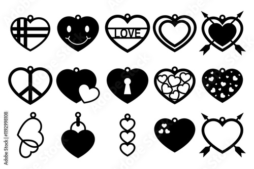 Valentine keychains bundle, Valentine laser cut keychains set 