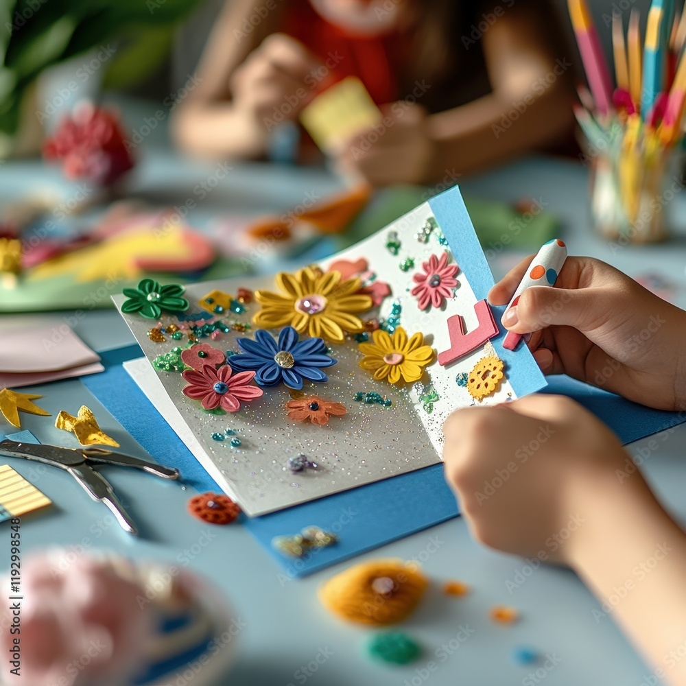 Colorful Crafting Session with Flowers