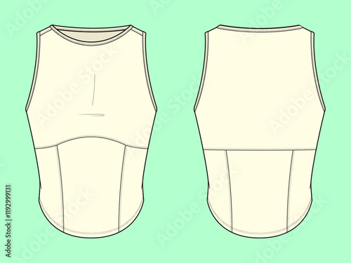 Women rib tank top flat sketch, CAD, Sketch Outline, Fashion illustration, Mockup, Template.