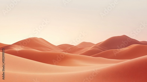 Sweeping golden sand dunes cover the arid desert landscape, glowing under the bright, unrelenting desert sun, portraying nature's grandeur and resilience. photo