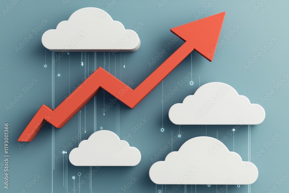 A stylized red upward arrow against a blue background, surrounded by white clouds, symbolizing growth and progress in a digital context. A stylized red upward arrow against a blue background, surrounded by white clouds, symbolizing growth and progress in a digital context.