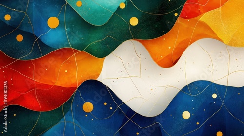 An artistic representation of flowing waves in vibrant colors that evokes a sense of movement and emotion, perfect for modern home decor or artistic expression.