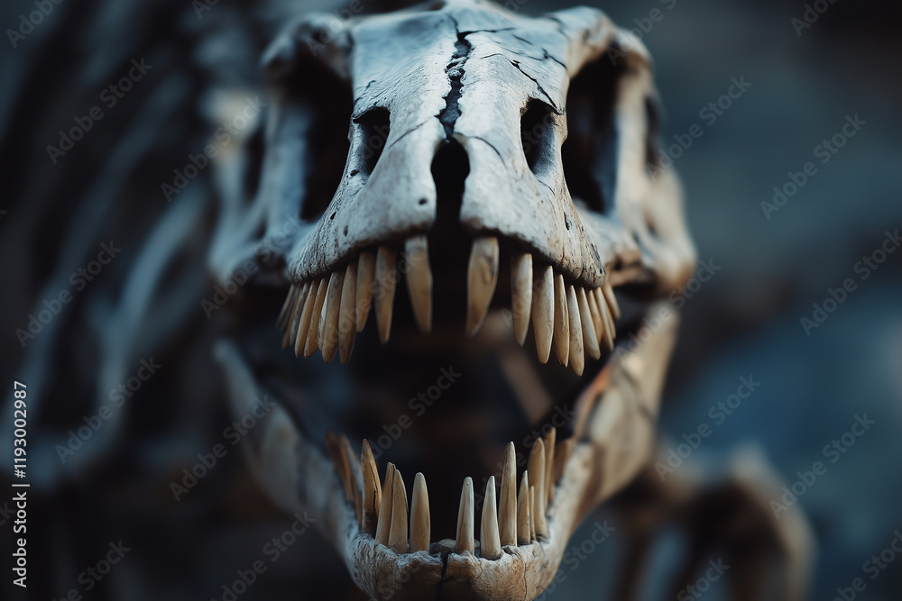 Naklejka premium An amazing ancient dinosaur fossil discovery found deep within rocky terrain locations. Generative AI