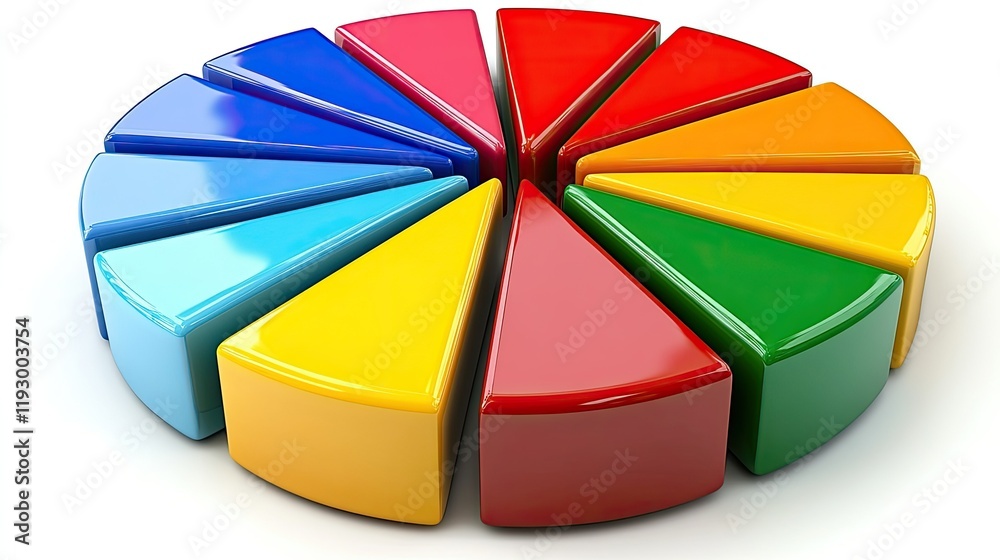 Obraz premium Colorful Three Dimensional Pie Chart Data Representation