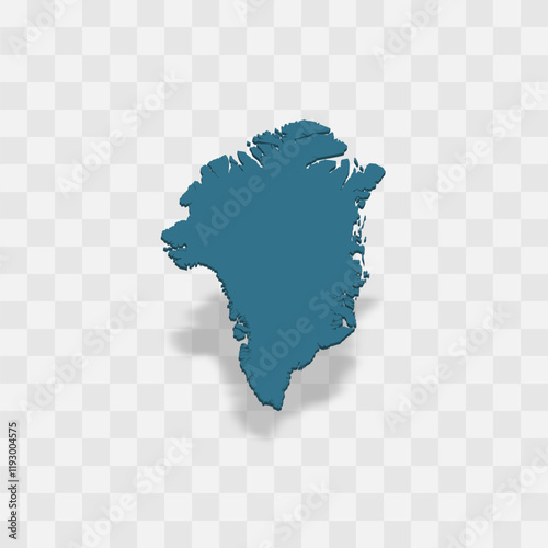 Greenland high detailed vector representation of country silhouette. 3D map on transparent background with dropped shadow. For educational, decorative, or informational use.