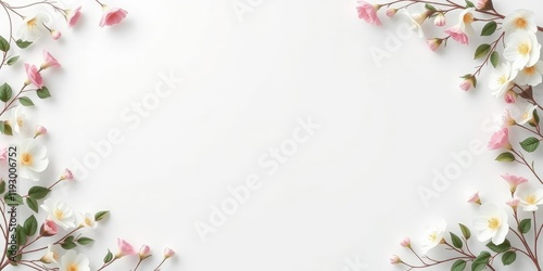 Obraz na płótnie A minimalist approach to design with a simple white background complemented by an elegant floral border, refined, minimalism w salonie