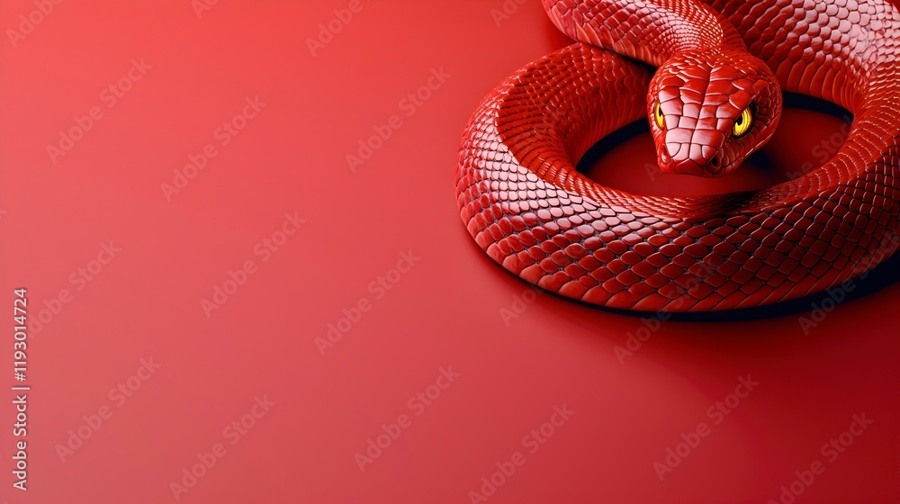 Obraz premium Vibrant Red Snake on Bold Color Background