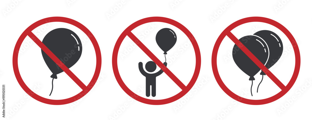 Bundle set prohibition on bringing balloons indoors, on a bus, or train. Flying balloon crossed out Bundle set prohibition on bringing balloons indoors, on a bus, or train. Flying balloon crossed out