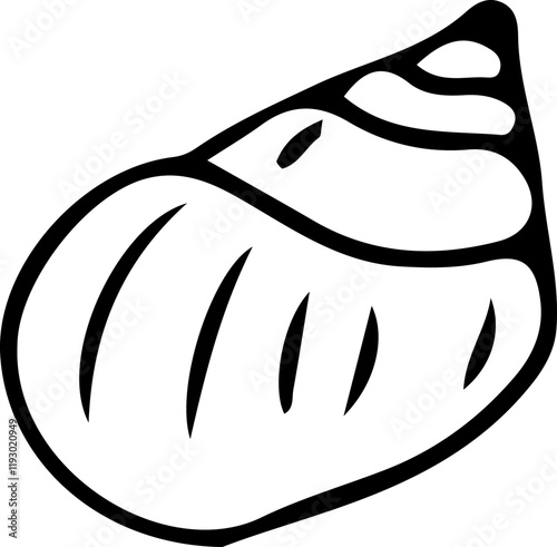 The seashell icon. Vector icon of seashells. Black linear seashell icons