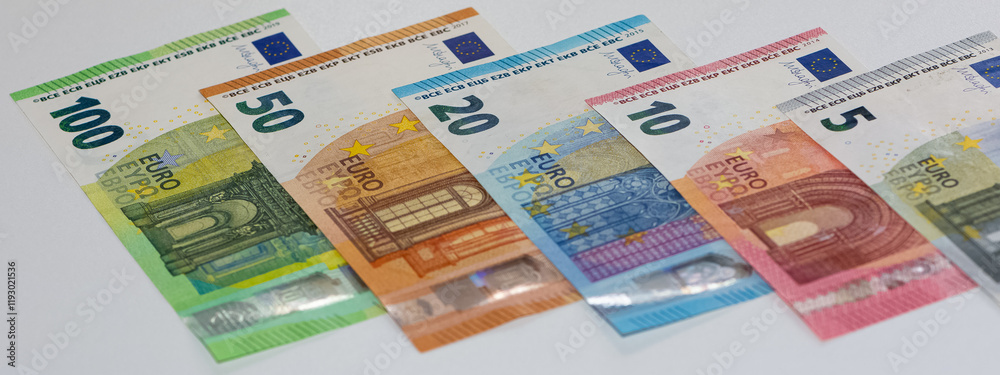 Fototapeta premium Images of banknotes of various countries. euro photos.
