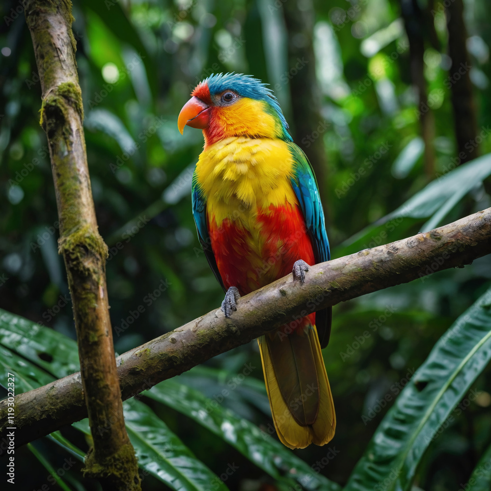 Tropical Bird Perched on a Branch