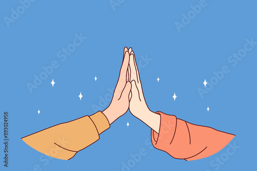 Hands of two men join demonstrate warm relationships and presence of care and support. Warm relationships between people due to empathy and close connection or willingness to help.