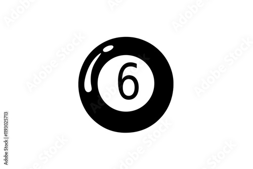 billiard ball icon number 6  in black silhouette style