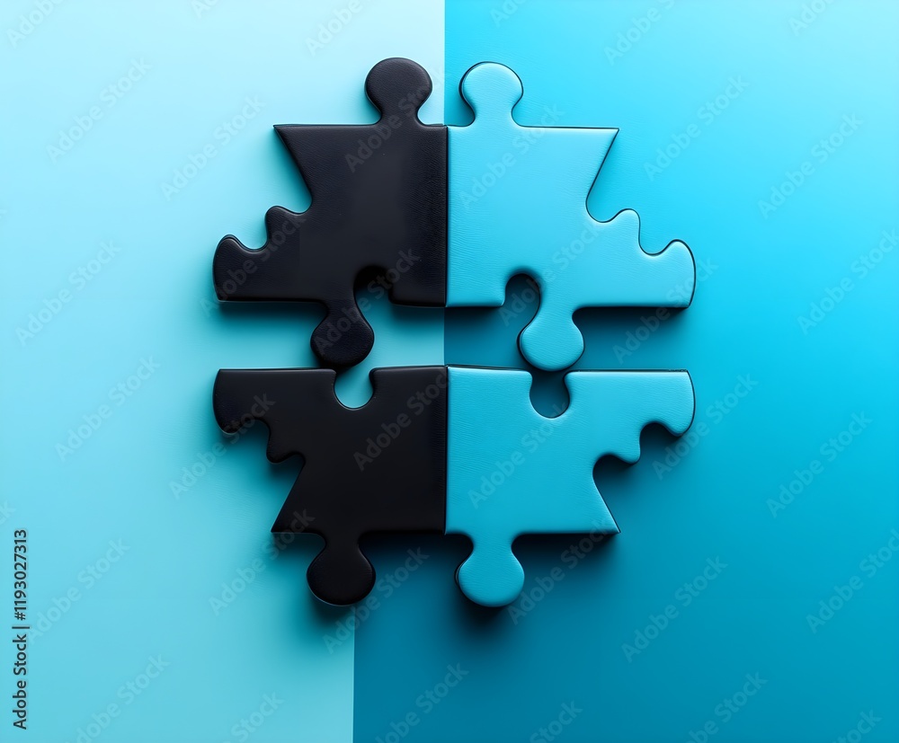 Fototapeta premium Abstract puzzle pieces fitting together, symbolizing collaboration and strategy.