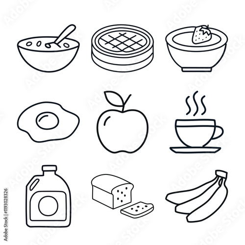 breakfast icons-set,Food Line Icons