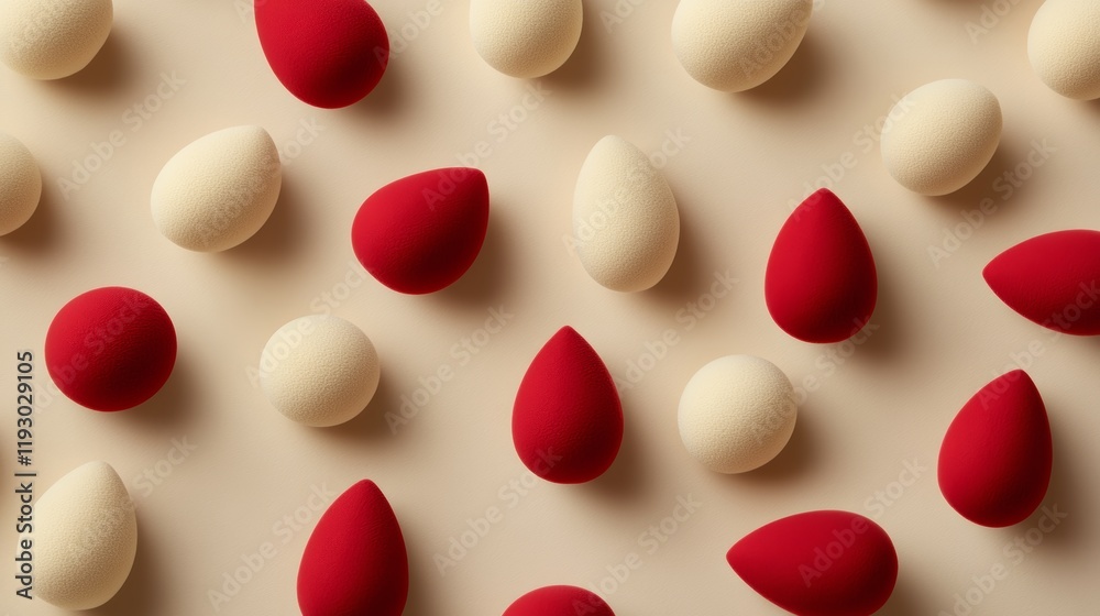 Red and cream beauty blender sponge for make up advertisement, campaign, beauty product Red and cream beauty blender sponge for make up advertisement, campaign, beauty product