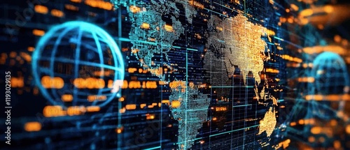 A digital display illustrating global laws in the digital realm.