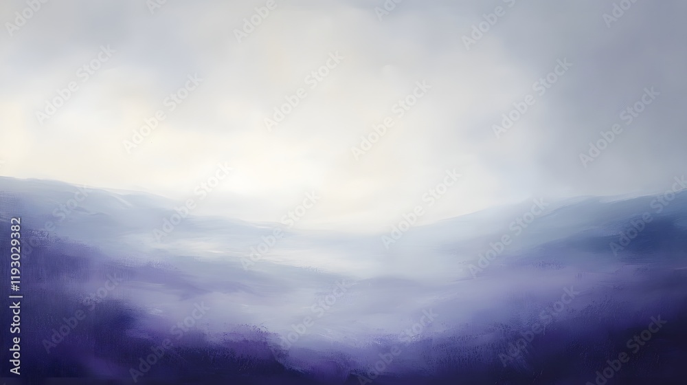 Obraz premium Serene Purple Hillscape Under a Misty Sky