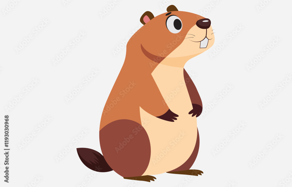 Cute Groundhog Cartoon Vector Illustration Isolated on white background