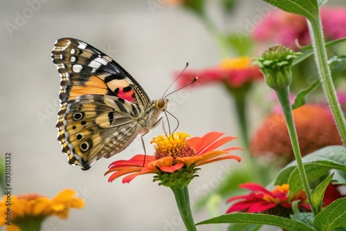 A butterfly sipping nectar from a colorful flower, butterfly, art, liquid, beauty, garden