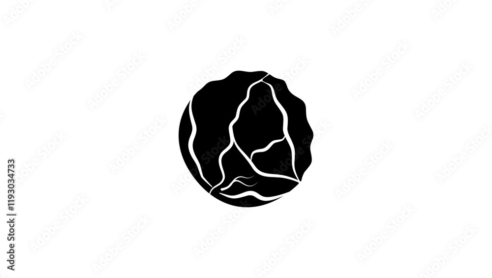 Cabbage symbol, black isolated silhouette Cabbage symbol, black isolated silhouette