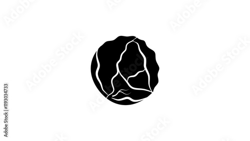 Cabbage symbol, black isolated silhouette