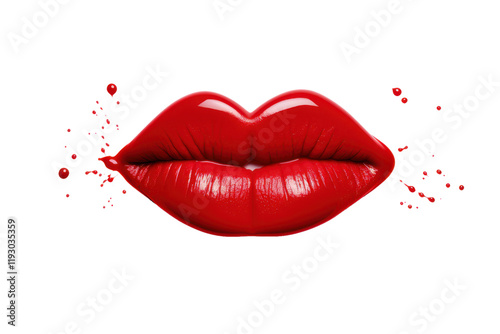 red female lips isolated on white or transparent png
