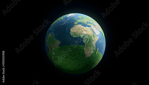 Grass Earth Globe, 3D rendering, 8k unreal engine photorealism, with white tones
