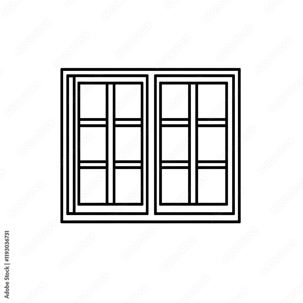 Minimalist open window icon with clean lines, symbolizing openness, transparency, and ventilation Minimalist open window icon with clean lines, symbolizing openness, transparency, and ventilation