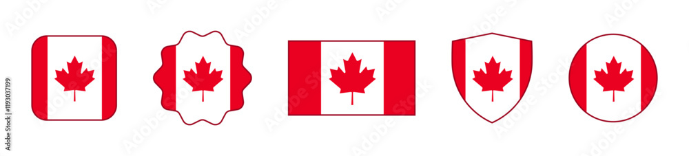 Canadian National Flag Icons in Various Shapes Canadian National Flag Icons in Various Shapes