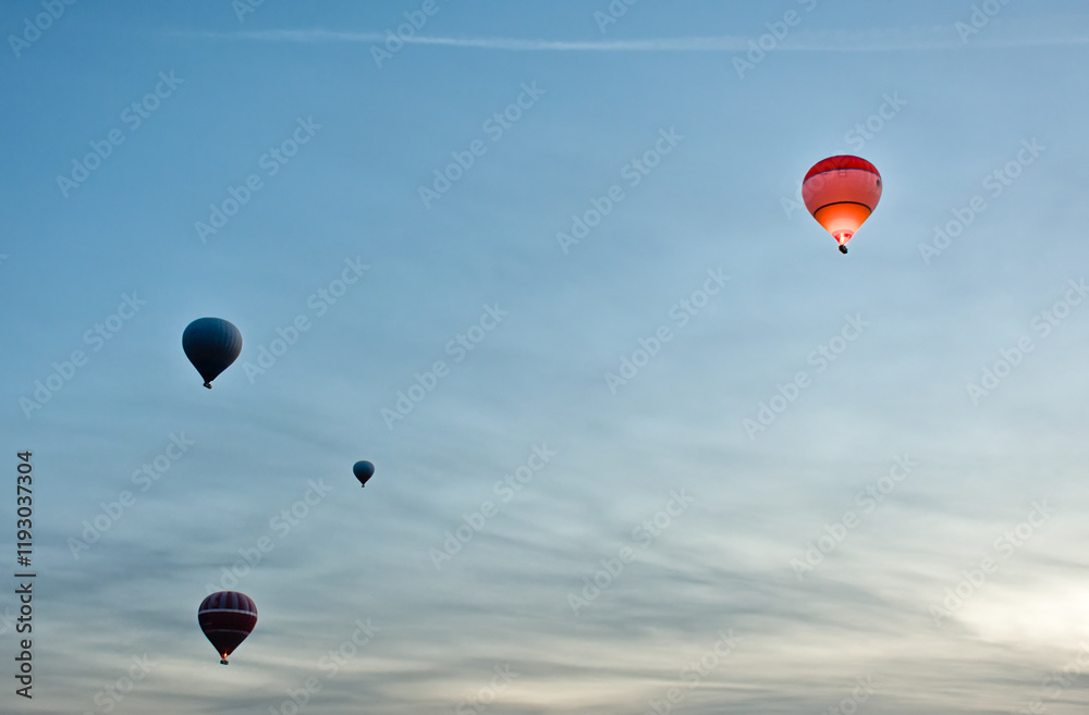 Fototapeta premium hot air balloons flying in the sky at cappadocia, nevsehir