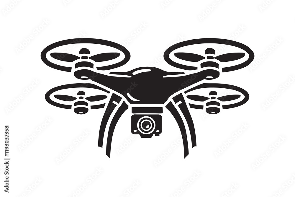Drone silhouette vector illustrations on a white background Drone silhouette vector illustrations on a white background
