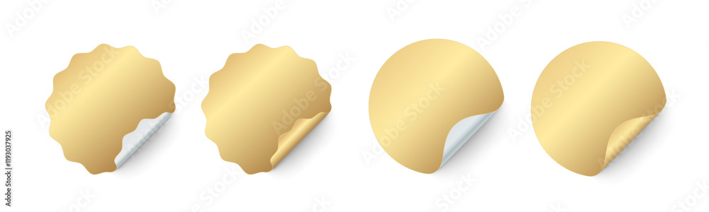 Golden Stickers with Curled Edges Vector Set Golden Stickers with Curled Edges Vector Set