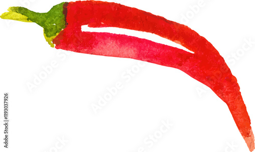 Watercolor painted chili pepper. Hand drawn fresh food design element isolated on white background.