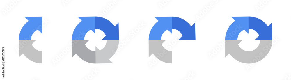 Blue and Gray Circular Arrow Cycle Vector Icons Set Blue and Gray Circular Arrow Cycle Vector Icons Set