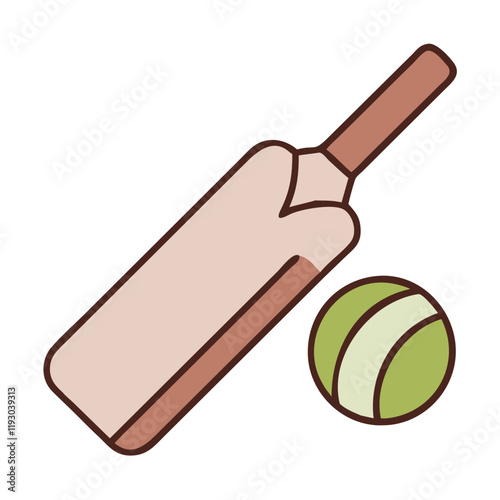 Cricket bat icon with ball