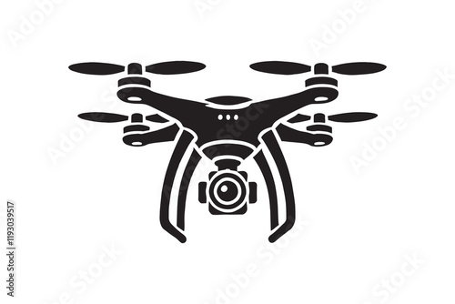 Drone silhouette vector illustrations on a white background