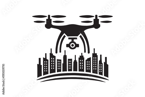 Drone silhouette vector illustrations on a white background
