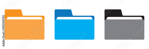Different folder icon set, opened and closed folders collection. Computer folder.