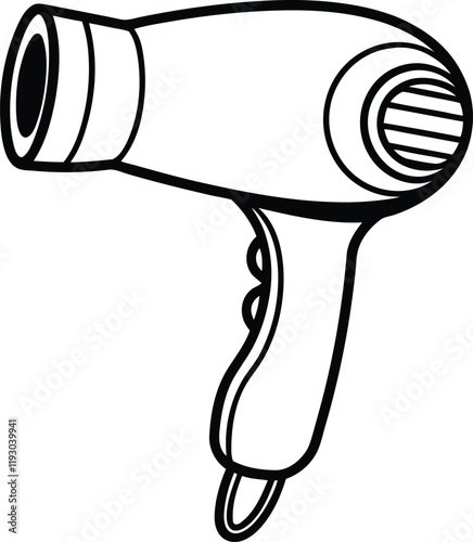 Beautiful hair dryer vector illustration design, hair dryer silhouette, hair dryer line art vector, hair dryer icon