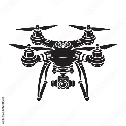 Drone silhouette vector illustrations on a white background
